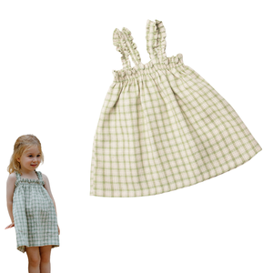 Vestito per Bambine Personalizzabile con Maniche in Cotone, Abbigliamento Casual per Bambini con Design a Righe e Quadri, Vendita all'Ingrosso di Abbigliamento per Bambine - Product Image 3