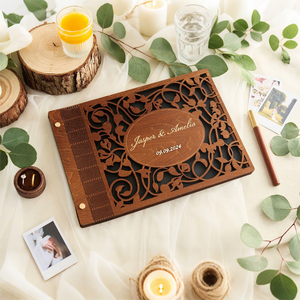 Libro commemorativo di nozze personalizzato formato A5 Album di foto di nozze Album di legno forniture per anniversario di matrimonio <span class=keywords><strong>regalo</strong></span> perfetto - Product Image 1