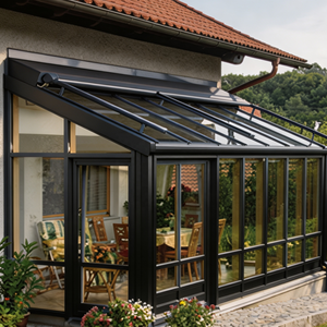 Solárium de Aluminio con Rotura de Puente Térmico de Una Sola Pendiente, Personalizado, Adosado a la Casa, con Grandes Ventanas Panorámicas para Patio Trasero, Invernadero de Cristal - Product Image 1