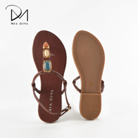 MIA DIVA Nouveauté Sandales pour femmes de luxe ethniques ornées de pierres pour les vacances d'été à la plage