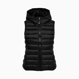 Chaqueta acolchada sin mangas para mujer, abrigo informal con Capucha ajustable y cremallera sólida, ropa Oem Odm al por mayor personalizada para mujer de oficina - Product Image 1