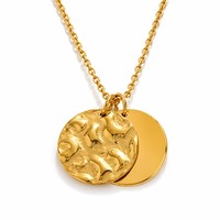 Vente en gros de bijoux : Collier pendentif double pièce irrégulière plaqué or 18 carats en acier inoxydable