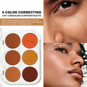 Palette de <span class=keywords><strong>correcteur</strong></span> crème Oalen 6 couleurs, couvrance totale, <span class=keywords><strong>correcteur</strong></span> de contour, couvre les cernes et les imperfections pour les tons de peau foncés - Product Image 6