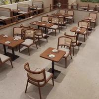 Table de café en bois et ensemble de chaises et banquettes pour restaurant, mobilier de salon pour café