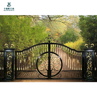 Portes doubles en fer forgé antivol, style européen, pour villa, jardin, cour, entrée, clôture personnalisée, design moderne du milieu du siècle