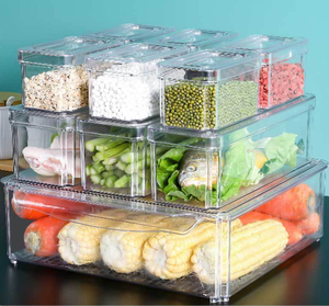24 Piece Eco-Friendly Airtight Folding Food Fruit Drinks Vegetable Home Kitchen <b>Storage</b> <b>Stackable</b> Refrigerator Bins Plastic - Product Image 3