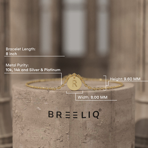 Bracelet en or 14 carats avec pendentif initial personnalisé, bracelet minimaliste en chaîne d'or, fournisseur OEM ODM - Product Image 2