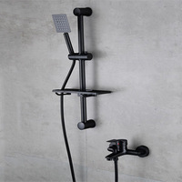 Usine vente chaude murale noire salle de bain douche ensemble en laiton chaud et mitigeur robinet de douche avec douche à main