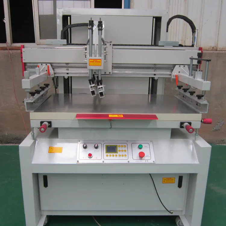 Vertical stencil printing machine electric driven semi automatic screen printing equipment with vacuum table