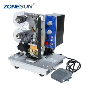 ZONESUN سهل التشغيل شبه التلقائي الكهربائية الترميز ماكينة لطبع التاريخ HP-241B لون الشريط آلة طباعة