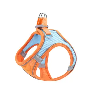 Dropshipping Pet Suppliers Nylon Breathable Reflective Vest Pet Dog Chest Harness Leash