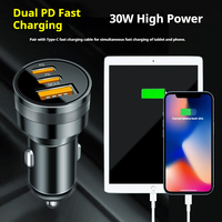 Chargeur de voiture USB C 30W PD double PD QC3.0, bloc de charge rapide, adaptateur secteur pour prise allume-cigare