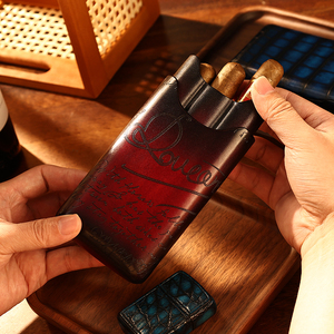 Caja de Cigarros de Cuero de Dos Piezas de Lujo Vintage ZENOS para Hombre, Resistente a la Humedad y Portátil, Regalo para el Día del Padre, Regalo Empresarial Personalizado - Product Image 1