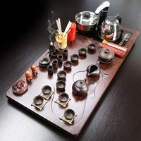 Plateau à thé en bois traditionnel chinois avec toutes les théières et tasses – Table à thé Kung Fu très populaire