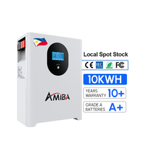 Batterie lithium LiFePO4 AMIBA 48V 51.2V 100Ah 5kWh murale, Powerwall, stockage d'énergie solaire domestique, BMS intelligent, extensible
