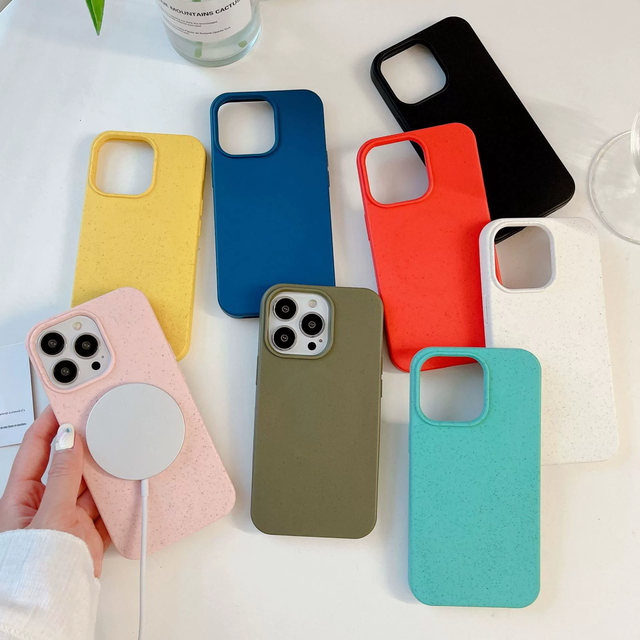Eco Friendly Recycled Biodegradable Magnetic TPU Custom Phone Case for iPhone 16 17 17 Pro Samsung S26 Wheat Straw Blank  Case