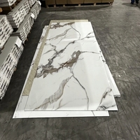 Panel de Pared de PVC Estilo Europeo, Lámina de Mármol UV Plana, Material Interior Elegante con Patrón Brillante, Panel de Pared PWC