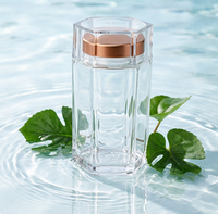 Stoples Kaca Bening Potongan Heksagonal Mewah, Wadah Madu Kaca Kosong Dengan Tutup Ulir 350ml 500ml 730ml Stoples Kemasan
