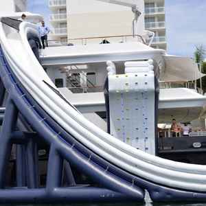 <b>Inflatable</b> PVC <b>Water</b> <b>Slide</b> Blue White Floating Yacht <b>Slide</b> Outdoor Resort Hotel Use Max 500kg Capacity - Product Image 3