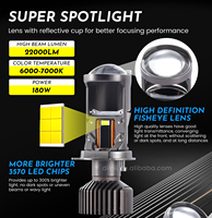 Mini Lente Proyector Bi LED GT9-H4 de 180W, Faro H4 Súper Brillante con Doble Copa Reflectora para Coches, Modelos Mondeo, Hecho de Aluminio