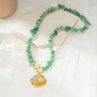 Bijoux de plage bohèmes en acier inoxydable plaqué or PVD 18 carats, avec perles en pierre naturelle et coquille Saint-Jacques, résistants au ternissement, sur le thème de l'océan