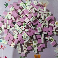 Jeu de Mahjong américain rose à deux couches en acrylique, 166 pièces, motif floral peint à la main avec Joker, pour divertissement à domicile et jeux de société