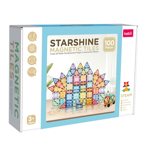 ตัวต่อแม่เหล็กเพชร ชุด 100 ชิ้น พร้อมฟิกเกอร์และล้อ ตัวต่อแม่เหล็กสำหรับเด็ก - Product Image 1