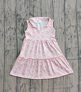 Robe d'été sans manches à volants pour petites filles, imprimé floral, style boutique RTS, vente en gros de vêtements pour enfants - Product Image 4