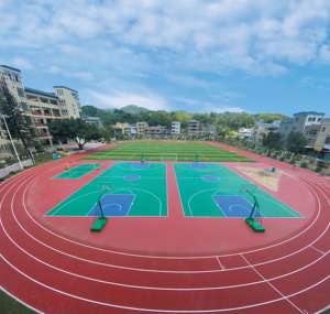 Suelo deportivo de PU completo personalizable INOLP, colores vibrantes con logotipo incrustado, atractivo estético para correr, marca de pista - Product Image 3