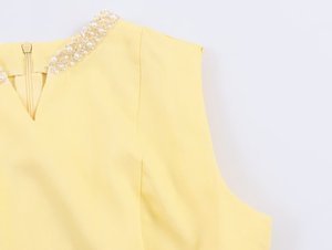 SHENZHU 2026 Nuovo Abito Primaverile da Donna Elegante <span class=keywords><strong>e</strong></span> alla <span class=keywords><strong>Moda</strong></span>, Vestibilità Slim, Dolce, con Pieghe <span class=keywords><strong>e</strong></span> Perline, Senza Maniche, Scollo a V 10031 - Product Image 5