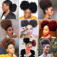 Perruque synthétique bouclée crépue et volumineuse pour hommes noirs européens, américains et africains, style afro puff, en fibre haute température
