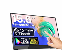 Moniteur de jeu portable AHXJKA IPS USB-C 15,6 pouces 1080p 16:9 Écran tactile Haut-parleurs intégrés Montage VESA Béquille intégrée