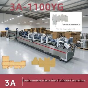 Máquina Automática de Pegado y Plegado de Cajas 3A-1100YG con PLC para Cajas con Fondo de 3 Puntos de Bloqueo con Pegamento Frío Soluble en Agua - Product Image 1