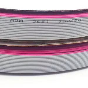 40 pines cable plano Suppliers-Cable plano para conector IDC de 2651 MM, venta al por mayor de fábrica, 1,27, 2,54 MM, color rojo y gris, 40Pin, 28AWG, un rollo