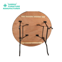 Table pliante de banquet ronde de luxe SK-ZDZ-F002 de 48 pouces avec finition en bois massif pour mariages et événements