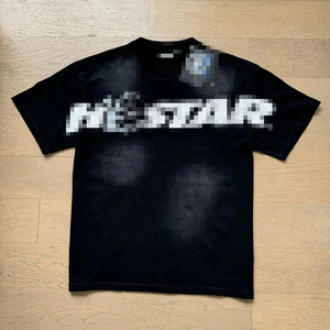 เสื้อยืดคอตตอนแขนสั้นทรงหลวมระบายอากาศได้ดี ลายตัวอักษร Hell Star สไตล์วินเทจ สำหรับผู้ชาย แนวสตรีทอเมริกันยุโรปข้ามพรมแดน - Product Image 3