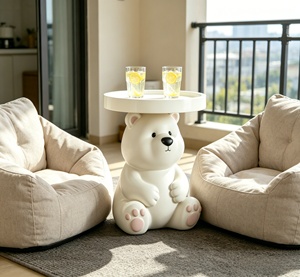 Tavolino Laterale BZY in Resina a Forma di Orso Polare, Scultura Animale Artigianale, Arredamento Moderno per la Casa, Arte, Commercio all'Ingrosso B2B, OEM - Product Image 5