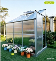 Kit de serre en polycarbonate Lean-To, serre de jardin murale en aluminium avec base galvanisée, serre de jardin pour la culture des plantes dans la cour