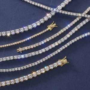 Bracciale Tennis Placcato Oro 14K con Zirconia Cubica 3MM 4MM, Diamanti Simulati in Laboratorio, Iced Out 5A CZ, per Uomo e Donna, Spedizione in 24 Ore - Product Image 4
