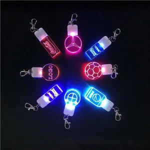 Custom Logo Flashing Acrylic key chain Led Keychains Glow In Dark Light Up Badge Key Ring