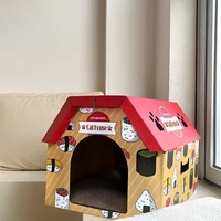 Lit pour chat en carton ondulé en forme de gâteau au chocolat avec griffoir, espace de repos moderne pour animaux de compagnie