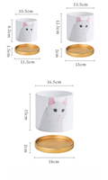 Pot de fleurs en céramique émaillée motif chat de dessin animé mignon, design abstrait animal nordique, avec trou de drainage, pour jardin domestique, idéal pour les fraises