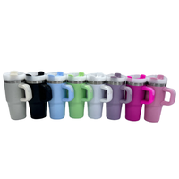 Venta al por mayor: Vaso térmico plegable de acero inoxidable de 40 oz, ecológico, con asa colorida y pajitas, ideal para el regreso a clases.