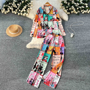 Factory Wholesale Ladies Casual Suit Bandage Top and High Waist Printed Pants Suit Jogging <strong>Wear</strong> Wholesale - Product Image 6