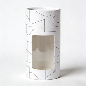 Emballage en tube de papier biodégradable et recyclable, imprimé avec logo personnalisé, fenêtres transparentes pour café, thé et boissons - Product Image 3