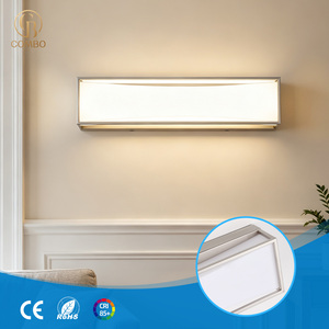 Applique murale moderne en alliage d'aluminium, lumière LED blanc chaud 3500K, abat-jour rectangulaire en verre, éclairage mural pour salle de bain - Product Image 1