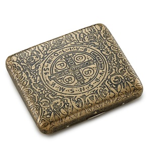 New 20 gói tự động xách tay Bronze thuốc lá trường hợp dập nổi lật Bìa kim loại có tính năng nỗi nhớ cổ điển khắc Hộp Thuốc Lá - Product Image 6