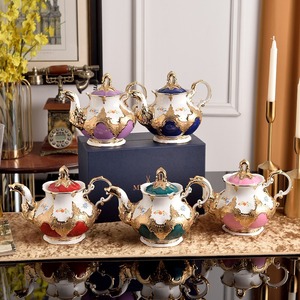 Premium Green Gold Trim Floral Bone China Teapot Ornate Baroque Style Porcelain Tea Pot For Tea Party - Product Image 6