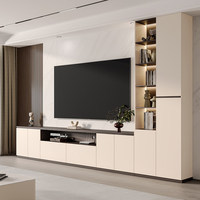 Mueble de TV Moderno Personalizado, Centro de Entretenimiento, Mueble de TV de Madera Contrachapada con LED y Almacenamiento para Sala de Estar