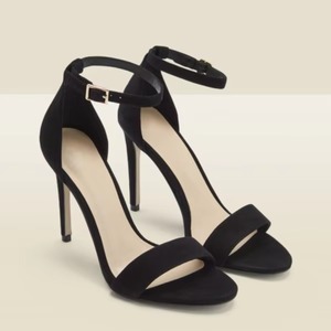 Elegant Dress Shoes Black Suede Barely There High <b>Heel</b> Sandal Femme Open <b>Round</b> <b>Toe</b> Ankle Strap Thin <b>Heel</b> Sandals for Women - Product Image 1